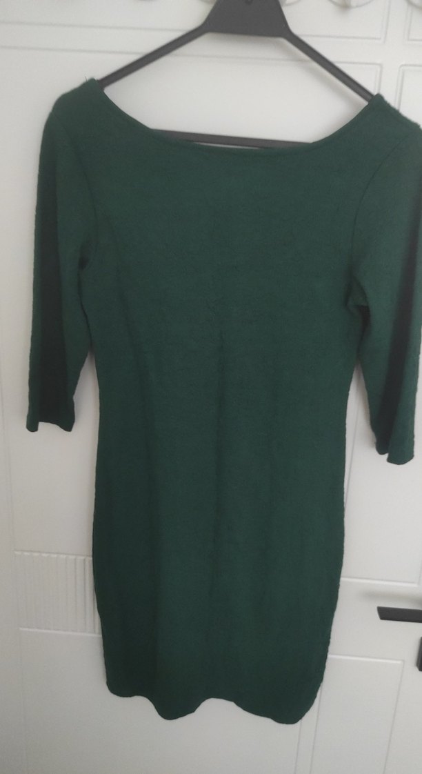 Uzun Kollu, Bisiklet Yaka, Yeşil Triko Elbise - Görsel 4