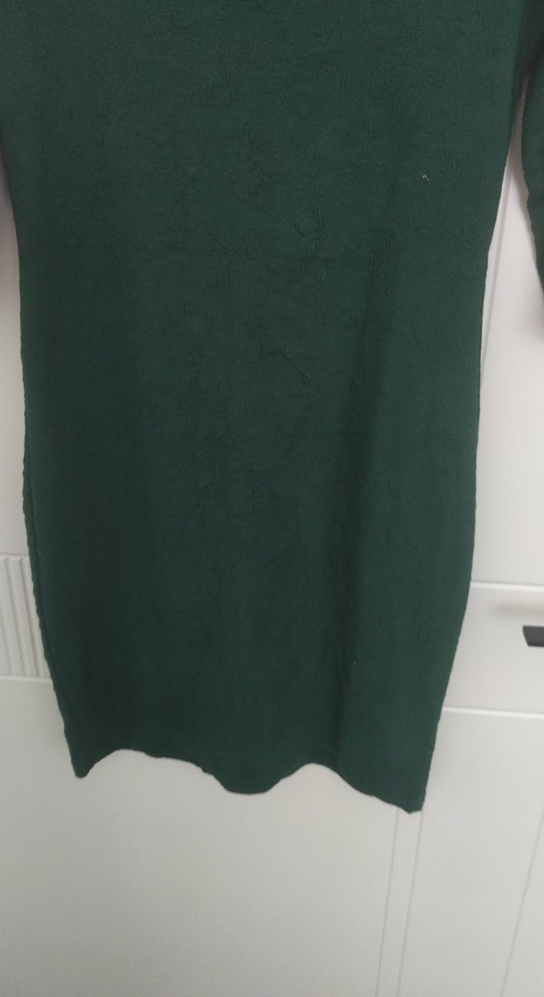 Uzun Kollu, Bisiklet Yaka, Yeşil Triko Elbise - Görsel 3