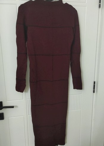 Bordo Uzun Kollu Triko Uzun Elbise - Görsel 4