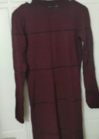 Bordo Uzun Kollu Triko Uzun Elbise - Görsel 2