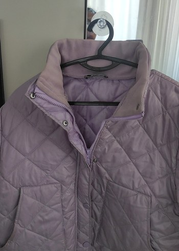 Düğmeli Mor Mini Kadın Mont - Görsel 2