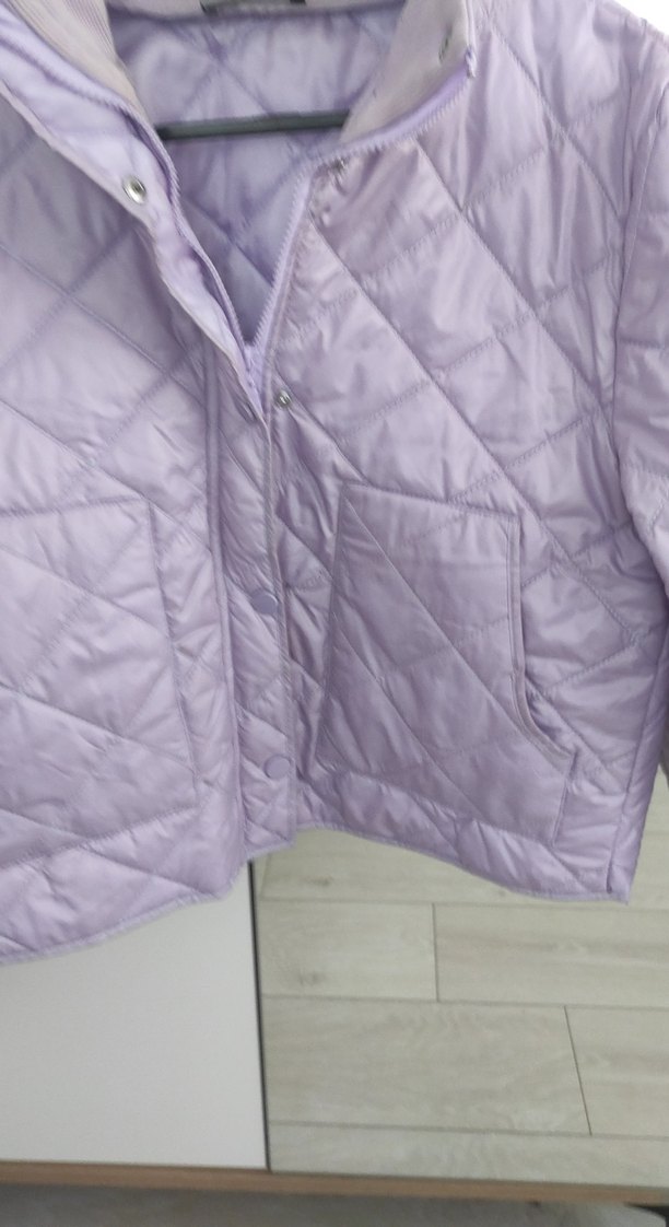 Düğmeli Mor Mini Kadın Mont - Görsel 3