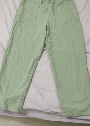 LC Waikiki Kadın Pastel Yeşil Keten Midi Pantolon