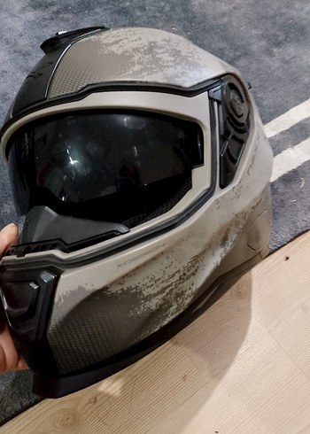 Gri Yılan Desenli Metal Tokalı Motosiklet Kaskı - Görsel 4