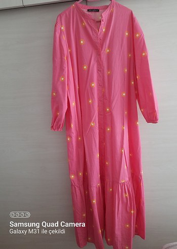 Uzun pembe Bohem Elbise - Görsel 2