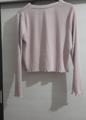 açık pembe V Yakalı Kadın Hırka - Görsel 3