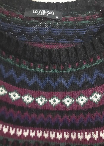 Mor Desenli Bohem Örgü Kadın Kazak - Görsel 2