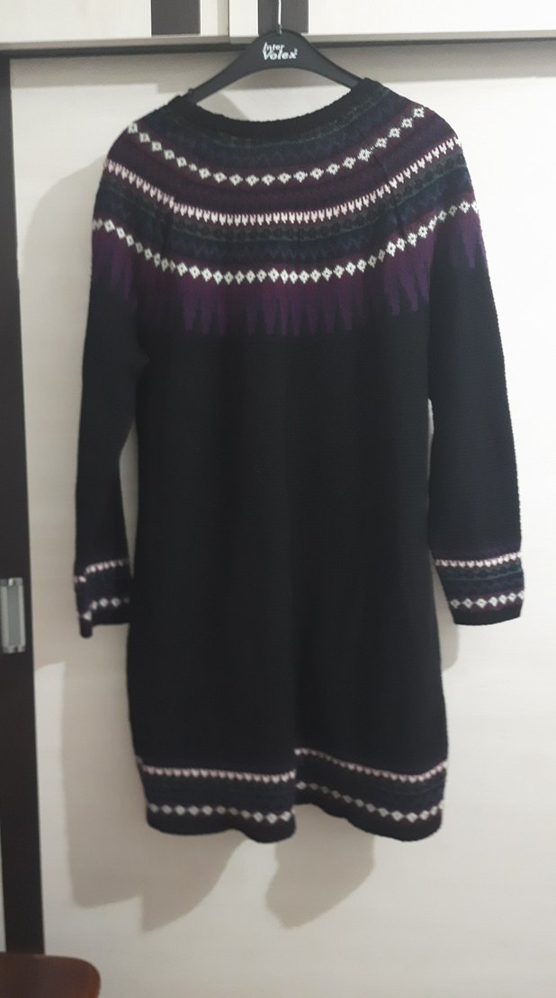 Mor Desenli Bohem Örgü Kadın Kazak - Görsel 3