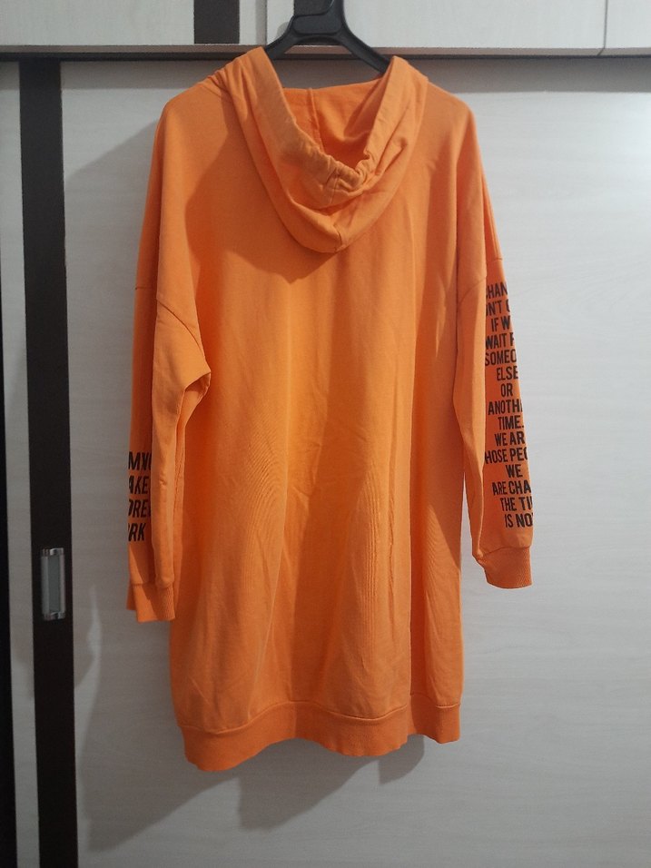 Kadın Turuncu Baskılı Uzun Sweatshirt - Görsel 2