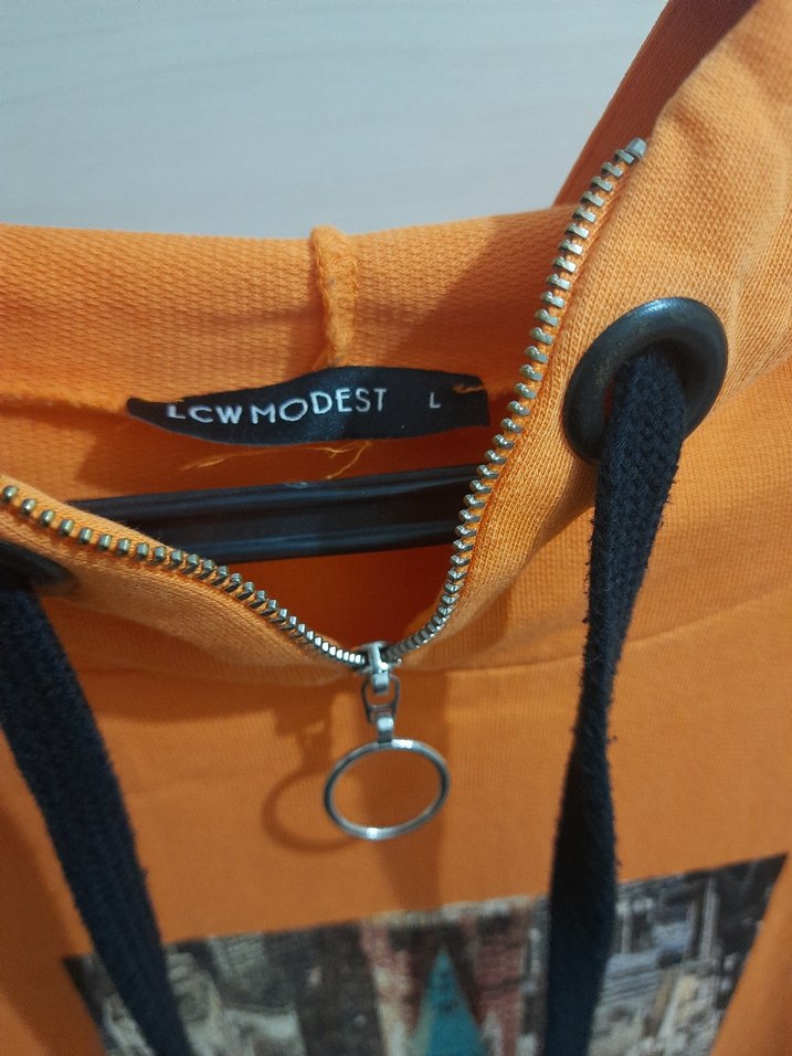 Kadın Turuncu Baskılı Uzun Sweatshirt - Görsel 3