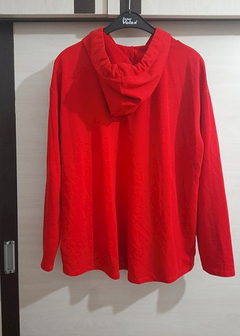 Kırmızı Kapüşonlu Uzun Kollu Sweatshirt - Görsel 2