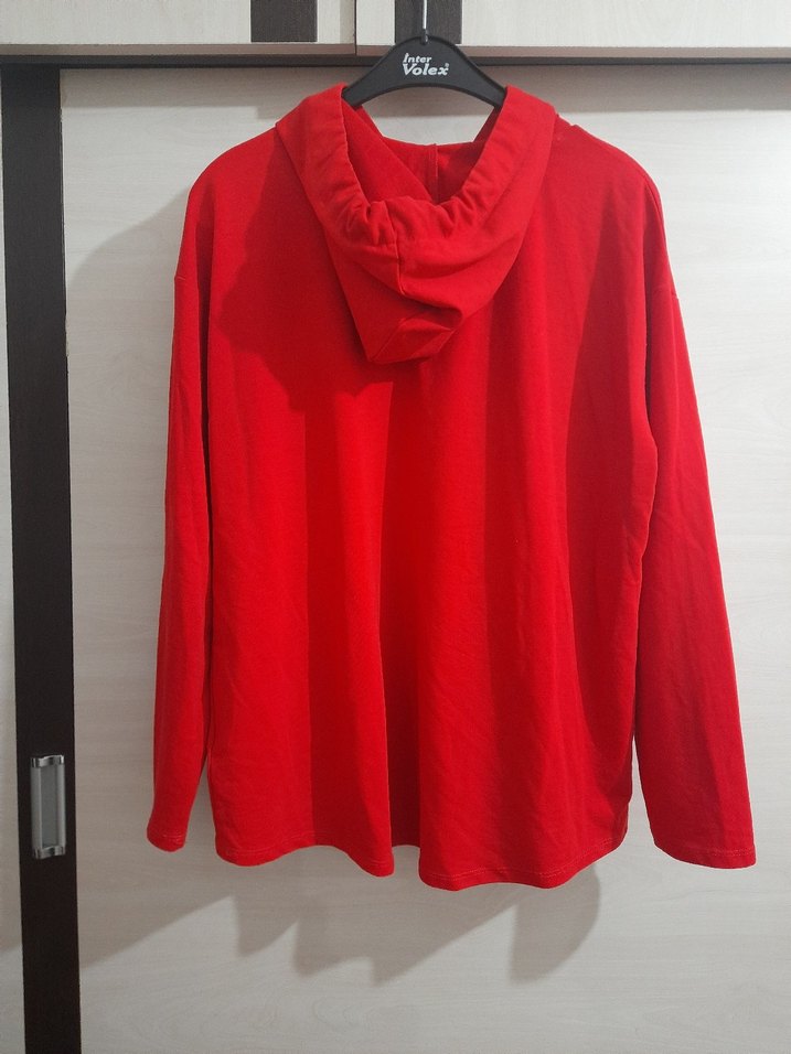 Kırmızı Kapüşonlu Uzun Kollu Sweatshirt - Görsel 2