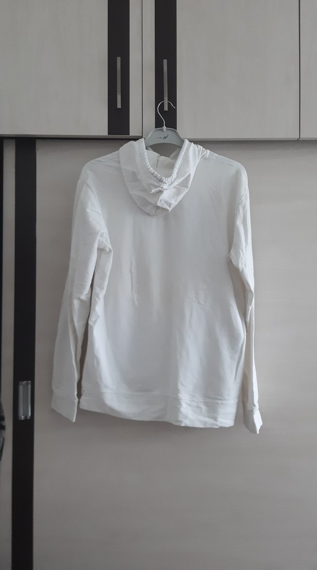 Mavi Baskılı Beyaz Kapüşonlu Sweatshirt - Görsel 2