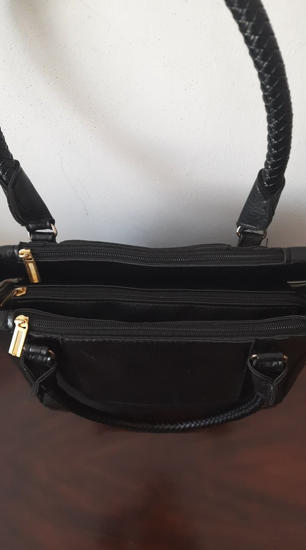 Siyah Deri Fermuarlı Kadın Çanta - Görsel 2