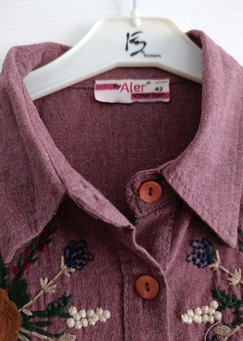 Gülkurusu Nakışlı Bohem Uzun Elbise - Görsel 3