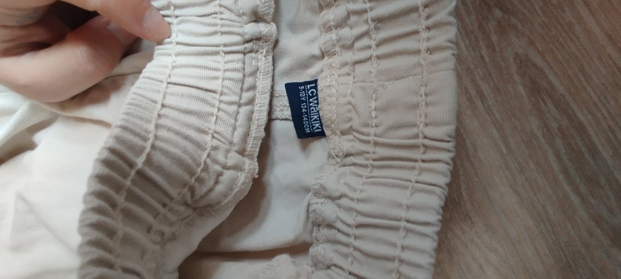 Bej Keten Kadın Bol Kesim Pantolon - Görsel 3