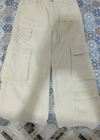 Krem Bol Kesim Midi Kot Pantolon