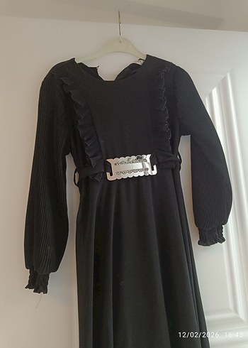 Siyah çocuk elbisesi uzun kollu - Görsel 9