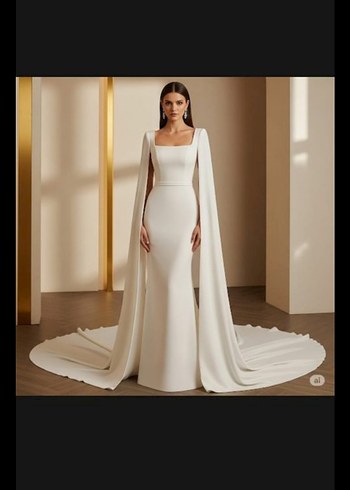 Pelerinli nikah elbisesi