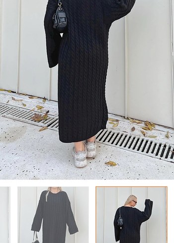 Örgülü triko elbise - Görsel 3