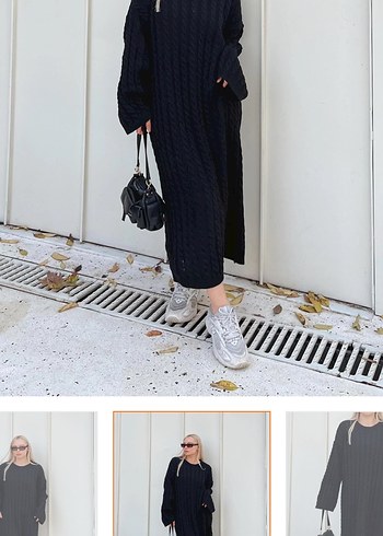 Örgülü triko elbise - Görsel 2