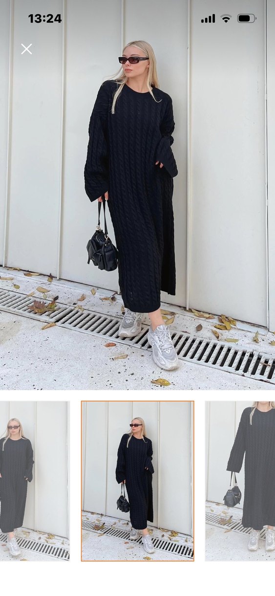 Örgülü triko elbise - Görsel 2