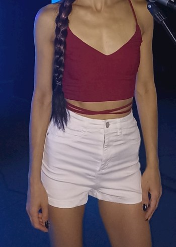 Vişne Rengi V Yaka İnce Askılı Atlet - Görsel 2