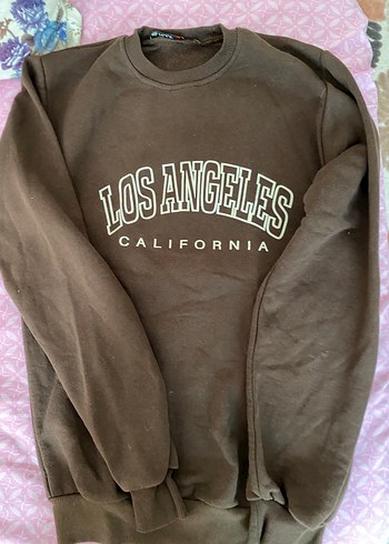 Kadın Kahverengi Los Angeles Baskılı Sweatshirt