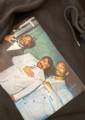 Diğer Siyah Baskılı Kapüşonlu Sweatshirt