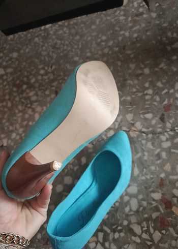 Turkuaz Kadın Dolgu Topuklu Stiletto - Görsel 4