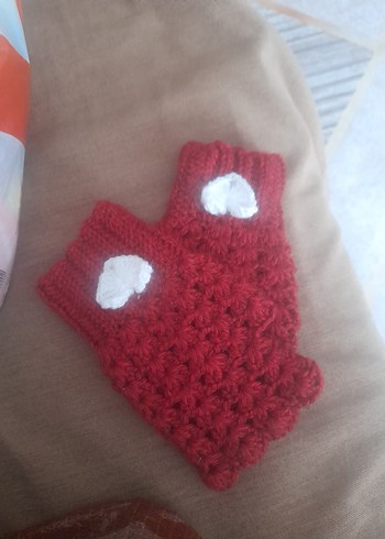 Mor Triko Kadın Eldiveni Kalp Detaylı - Görsel 3