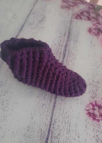 Kızlar için Mor Örme Sıcak Ev Terliği - Görsel 2