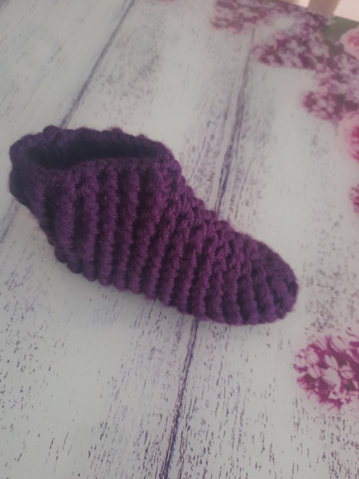 Kızlar için Mor Örme Sıcak Ev Terliği - Görsel 2