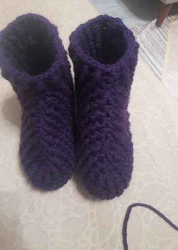 Mor Örgü Kız Çocuk Ev Terliği - Görsel 6