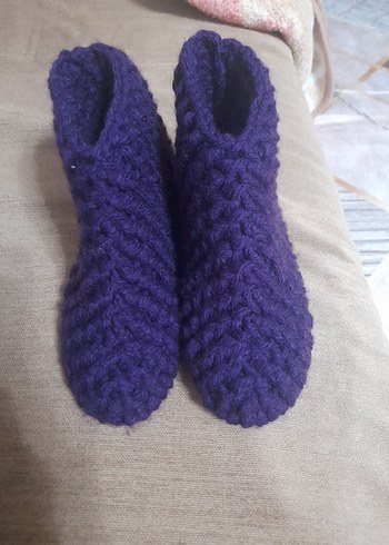 Mor Örgü Kız Çocuk Ev Terliği - Görsel 4