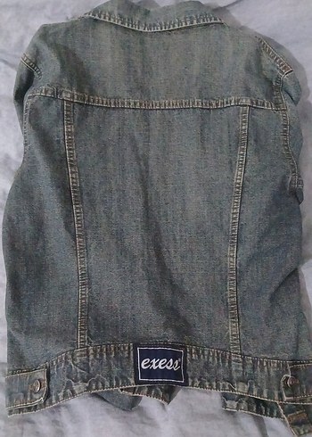 Exess Gri Düğmeli Kadın Denim Ceket