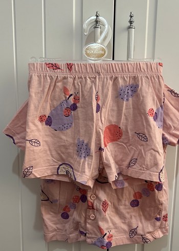 12-18 Ay Beden Düğmeli Pembe Kız Çocuk Pijama takımı