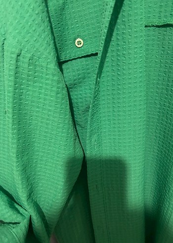 Düğmeli Yeşil Salaş Kadın Gömlek - Görsel 6