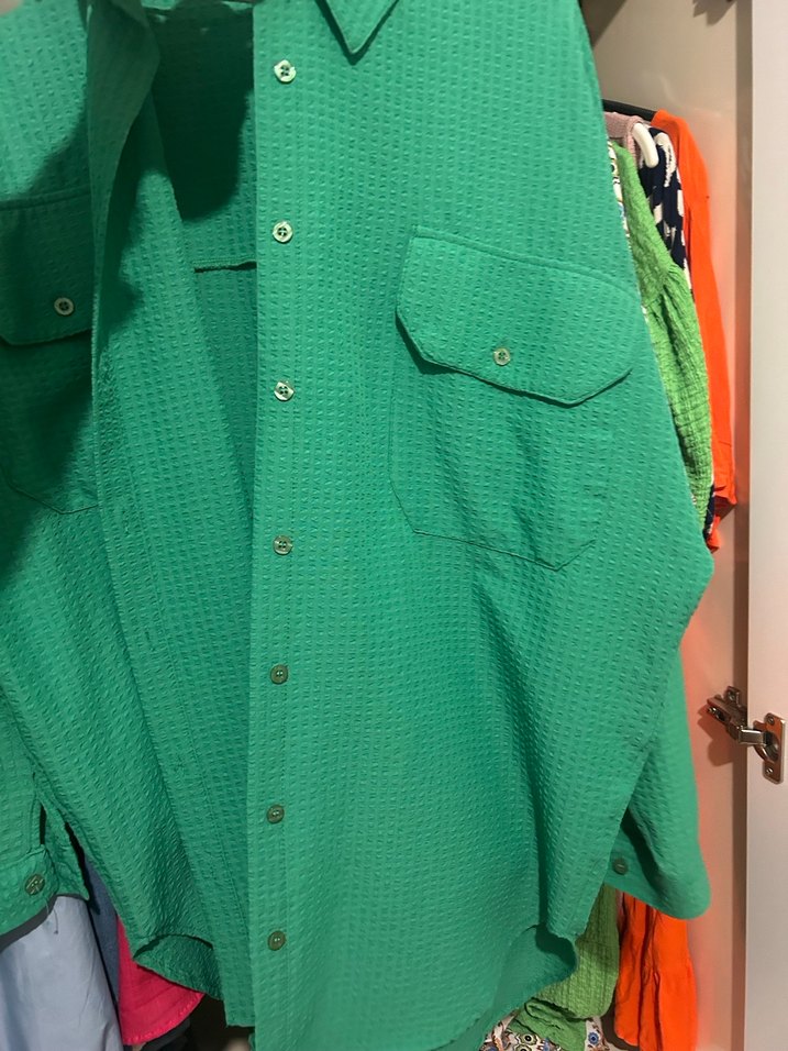 Düğmeli Yeşil Salaş Kadın Gömlek - Görsel 3