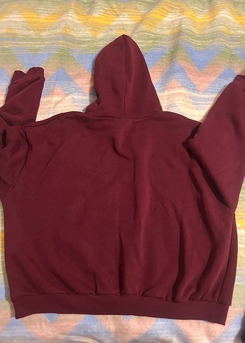 Bordo Kapüşonlu Rahat Sweatshirt - Görsel 4