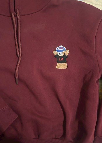 Bordo Kapüşonlu Rahat Sweatshirt - Görsel 2