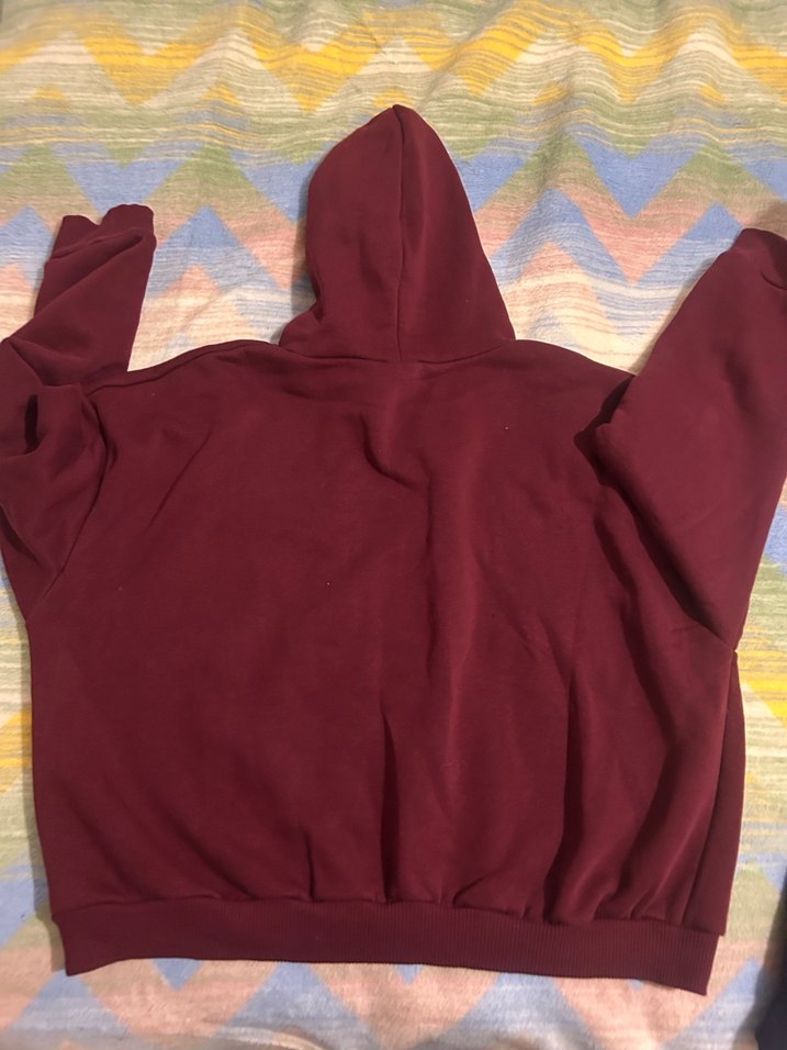 Bordo Kapüşonlu Rahat Sweatshirt - Görsel 4