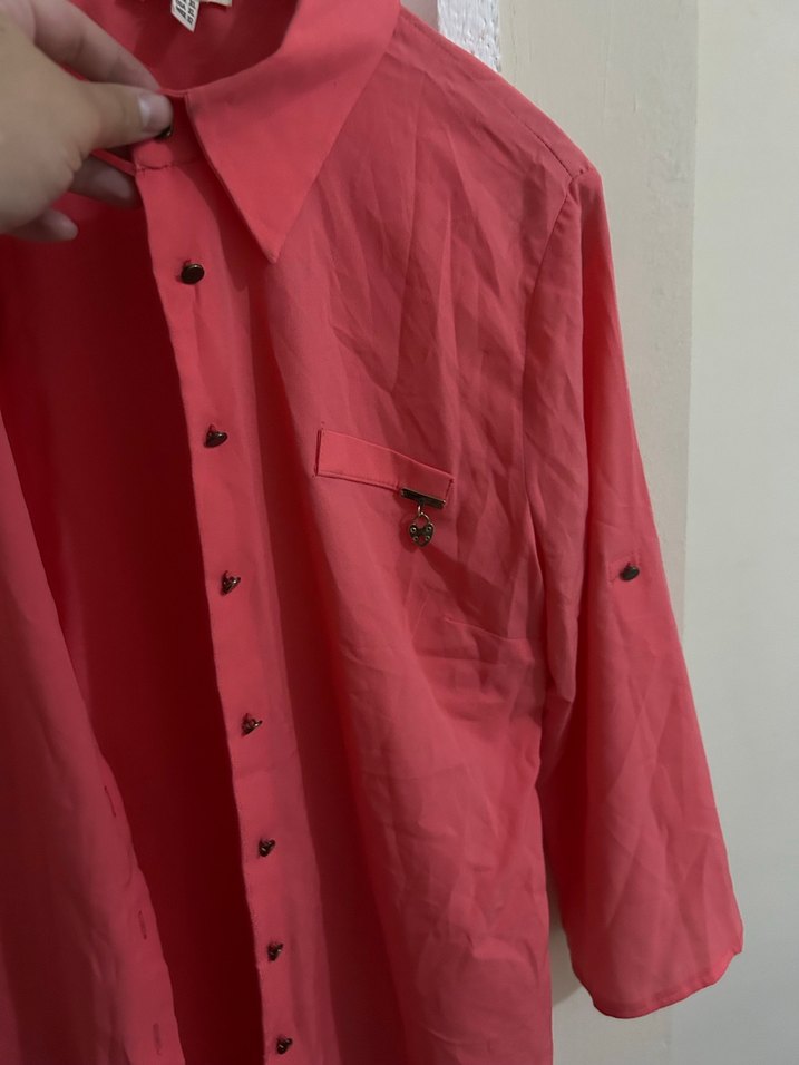 Pembe Düğmeli Uzun Kollu Gömlek - Görsel 2