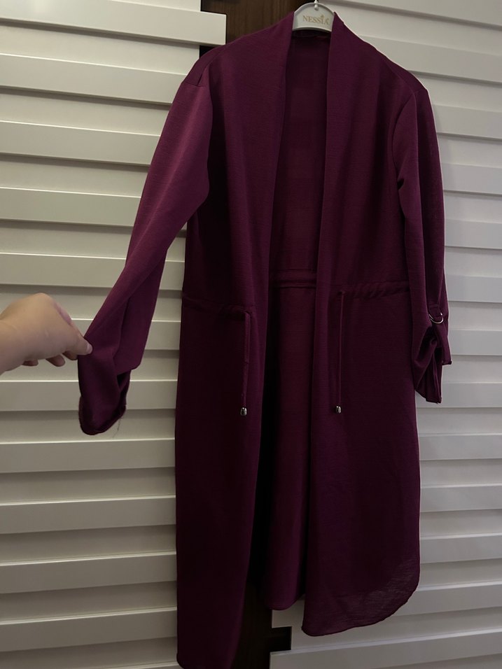 Mürdüm Uzun Kollu Salaş Kadın Hırka - Görsel 4