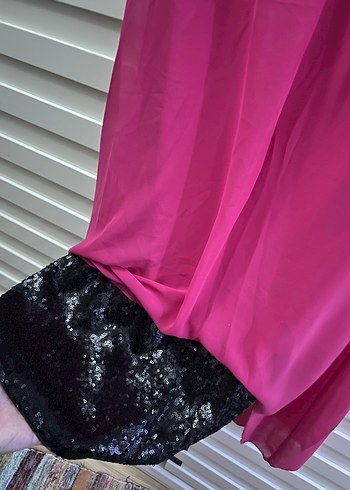 Pembe Drapeli Uzun Kadın Abiye Elbise - Görsel 3