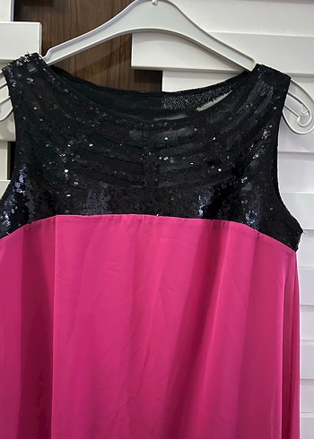 Pembe Drapeli Uzun Kadın Abiye Elbise - Görsel 4