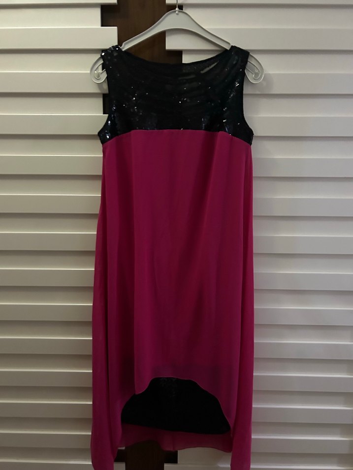 Pembe Drapeli Uzun Kadın Abiye Elbise - Görsel 5