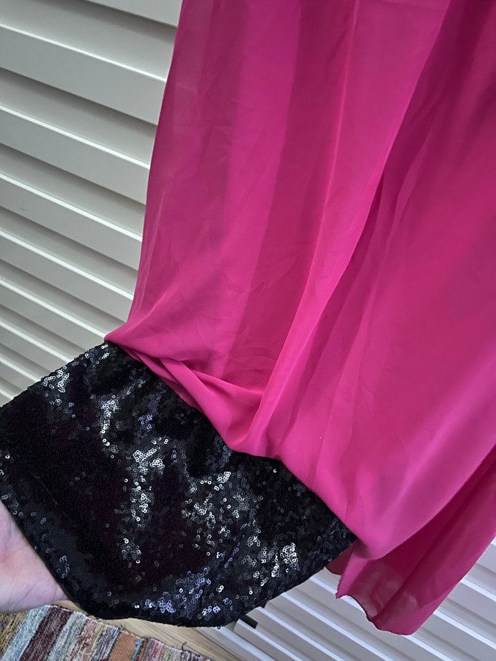 Pembe Drapeli Uzun Kadın Abiye Elbise - Görsel 3