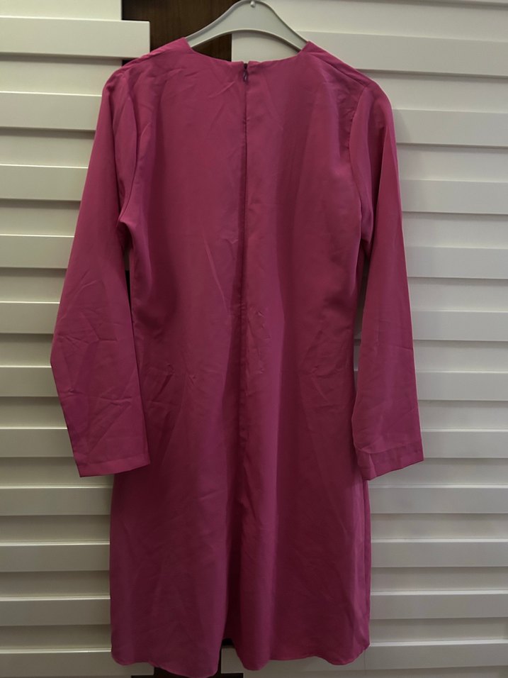 Pembe Midi Kadın Tunik, Uzun Kollu, Rahat Kesim - Görsel 4