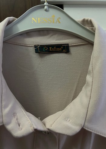 Bej Uzun Kollu Keten Tunik - Görsel 4